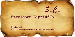 Streicher Ciprián névjegykártya